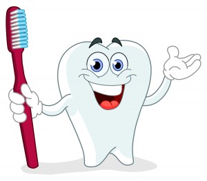 Cartoon tooth with toothbrush